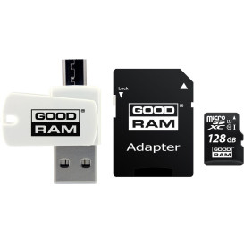 Karta pamięci GoodRAM All in One MicroSDXC 128 GB M1A4-1280R12 - Czarna, Biała, 100 MBps/10MBps,Class 10 UHS-I|U1